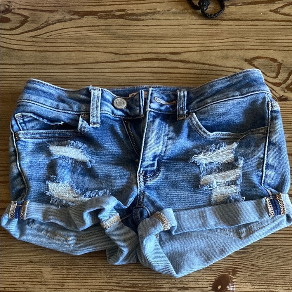 SO Light Blue Distressed Jean Shorts